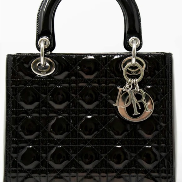 Medium lady Dior in black patent with good condition - Picture 11 of 11